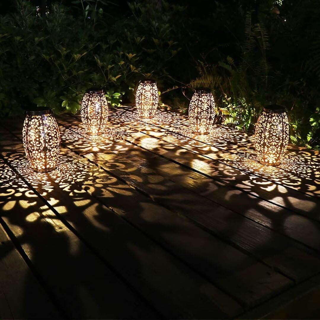 Kaixoxin 2 Pack Solar Lantern Lights for Hanging or Table Outdoor Solar Light for Patio Courtyard Garden (Silver-2pack)