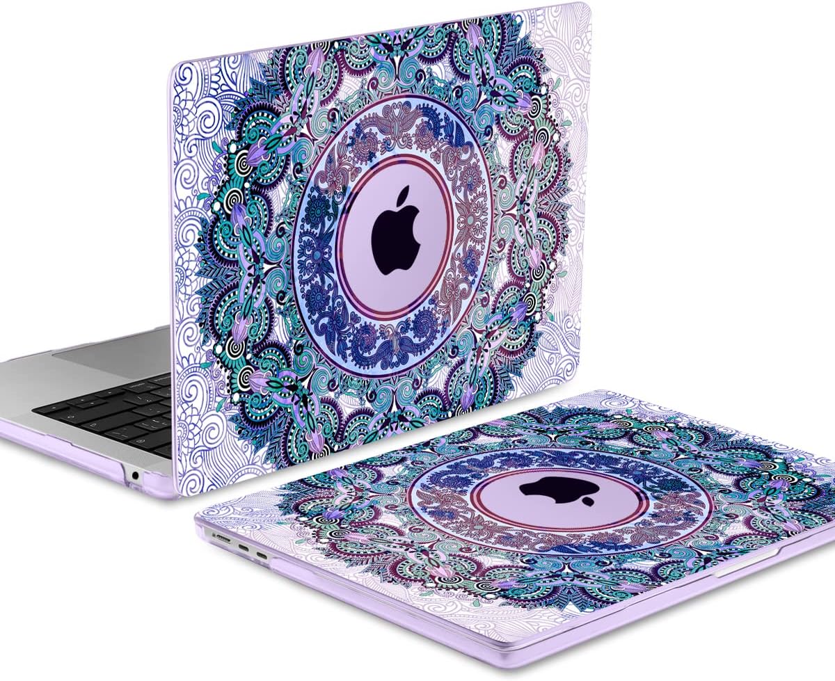 TWOLSKOO for M4 MacBook Air 13.6 inch Case 2025-2022 Release M4 A3240 M3 A3113 M2 A2681, Plastic Hard Shell & Screen Protector & Keyboard Cover & Trackpad Film, Mandala