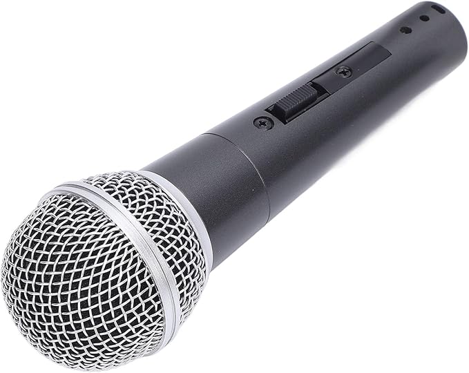 Wired Dynamic Microphone Moving Coil Cardioid Handheld with Shock Absorber for Active Speakers Mixers Amplifiers Recording (Black)