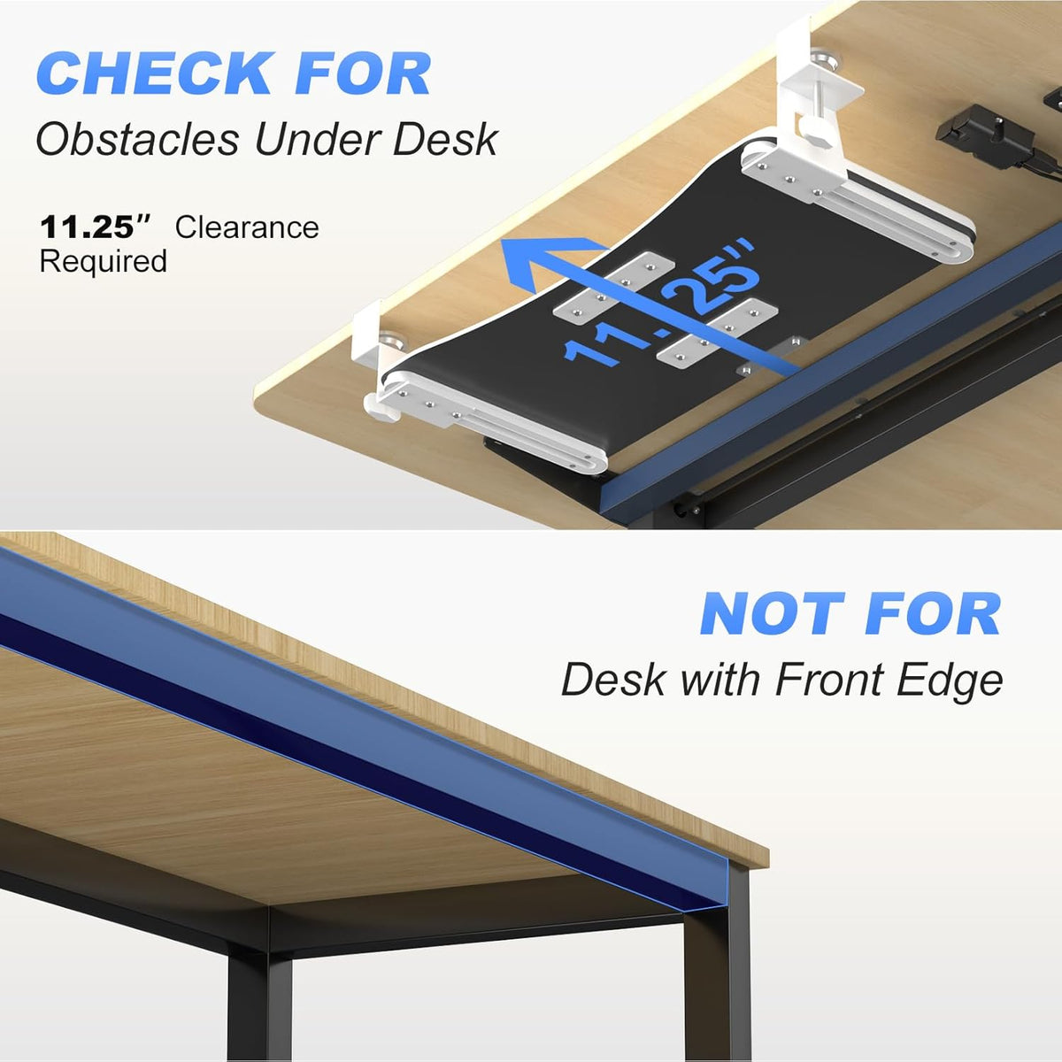 suptek Keyboard Tray Under Desk Pull Out with C Clamp Mount, Computer Keyboard & Mouse Tray, 25.6 (30 Including Clamps) x 11.8 inch Slide-Out Platform Computer Drawer for Typing, White, DSF1W