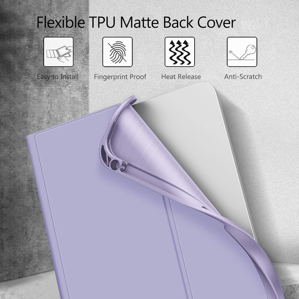 Fintie Keyboard Case for iPad 10th Gen 10.9 Inch (2022) with Pencil Holder, Soft TPU Back Cover, Lilac Purple
