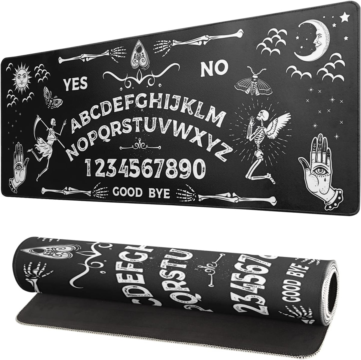 Mysterious Spirit Goth Gaming Mouse Pad 31.5x11.8 Inch Large Desk Mat Black Extended Pads Big Mousepad Non-Slip Rubber Base Keyboard Mat with Stitched Edges for Gaming Laptop Computer PC Desktop