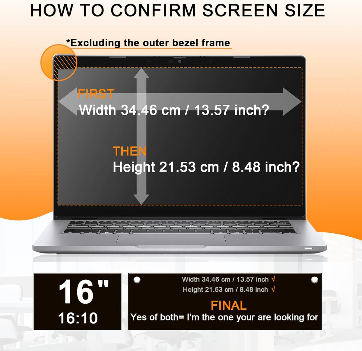 Mamol 16 Inch Laptop Privacy Screen - Compatible with Lenovo, Hp, Dell, Acer, Asus, Thinkpad, Envy, Xps - 16:10 Aspect, Anti Blue Light Glare, Removable Privacy Shield