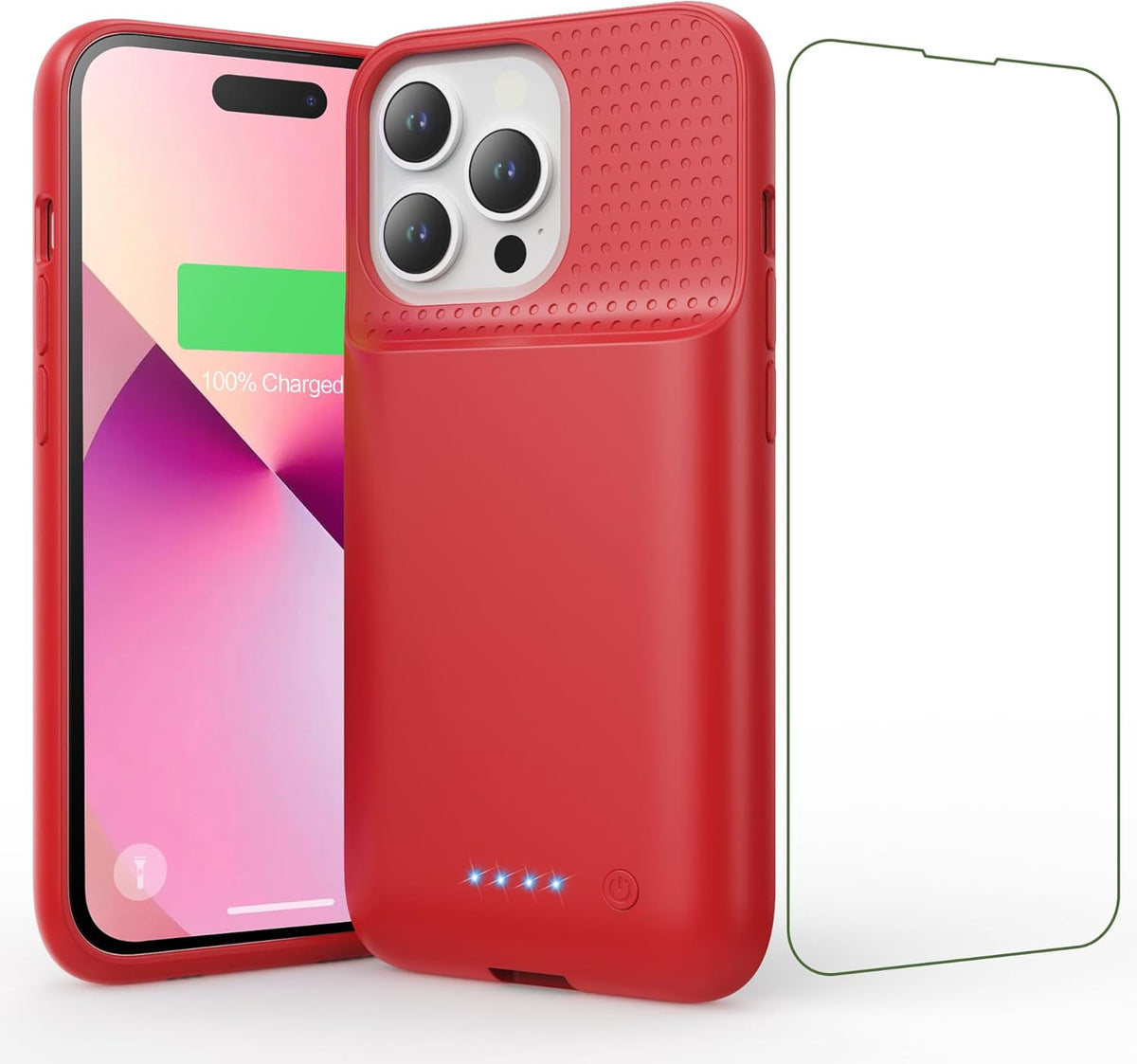 [2024 Upgraded] Battery Case for iPhone 14/13/13 Pro (6.1 Inch), 7500mAh Ultra-Slim Portable Extended Charger Case (Red)