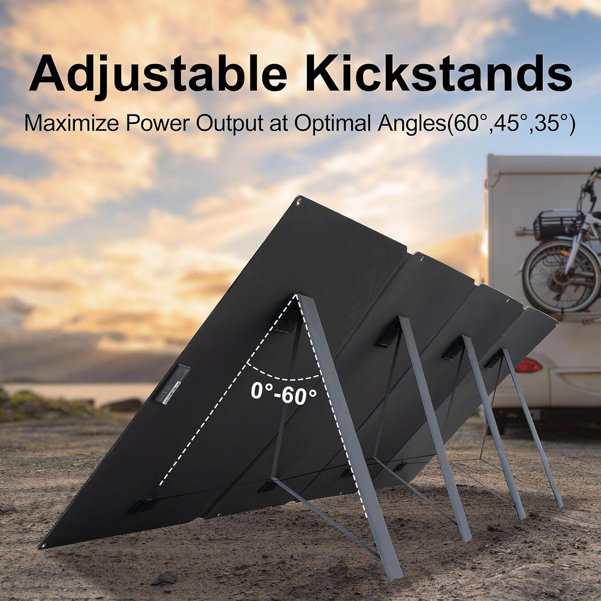 410W 42V ETFE Portable Solar Panel, IP68 Waterproof Foldable 24% High Efficiency, Ultra-Light Solar 4 Kickstands fo Power Station RV Camping