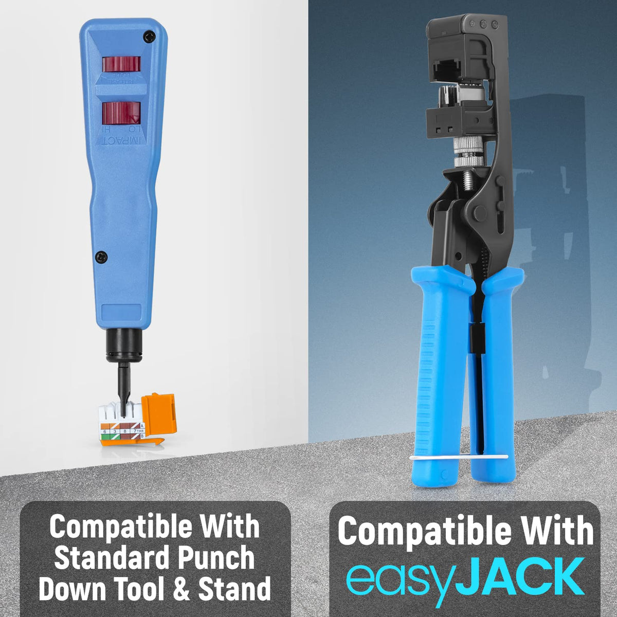 Everest 90° Angled RJ45 Cat6A Keystone Jacks 20-Pack in Orange - Slim Profile Female RJ45 Connectors - Cat 6A Keystone Jack - Compatible with 90° Angled Speed Termination Tool - easyJACK (B094WB91H3)