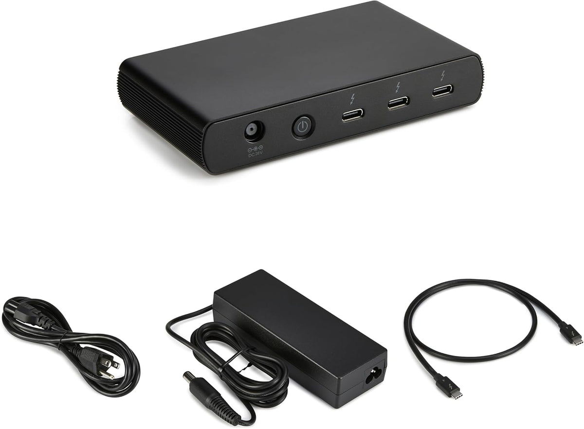 Amazon Basics Thunderbolt4/USB4 Docking Station, 3X Downstream TBT4 (Dual Display), 1xUSB A 3.1, Black, ‎4.76 x 2.84 x 0.86 inches