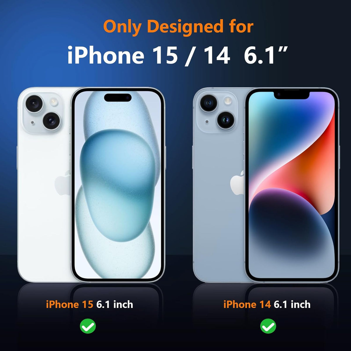SPIDERCASE iPhone 14/15 Case - Slim, Clear, 15 FT Military Grade Drop Protection + 2 Pack Tempered Glass & Camera Lens