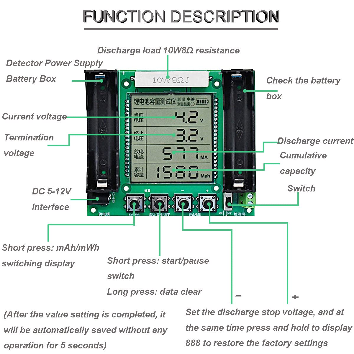 18650 Lithium Battery Capacity Tester, XH M239 Module, High Accuracy MAh MWh Digital Measurement