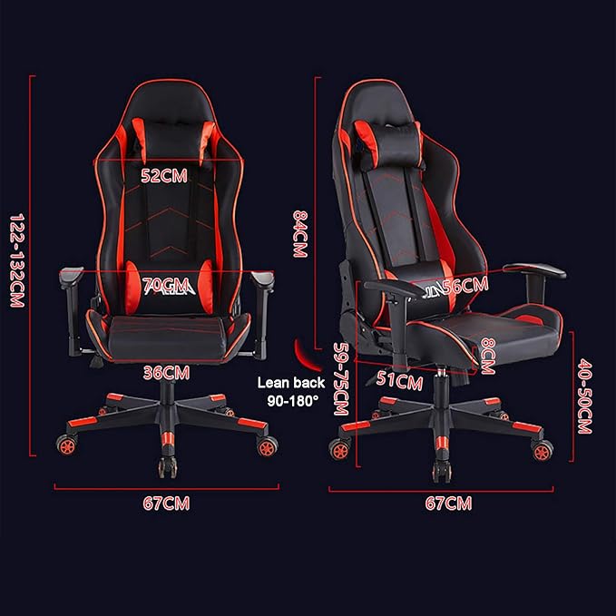 Office Chair Gaming Chair Computer Chair PU Leather Gaming ChairHigh Back Gamer Chair Racing Style Game Chair with Lumbar Pillow HeadrestE-Sports Swivel Chair Recliner Ergonomic Office Cha