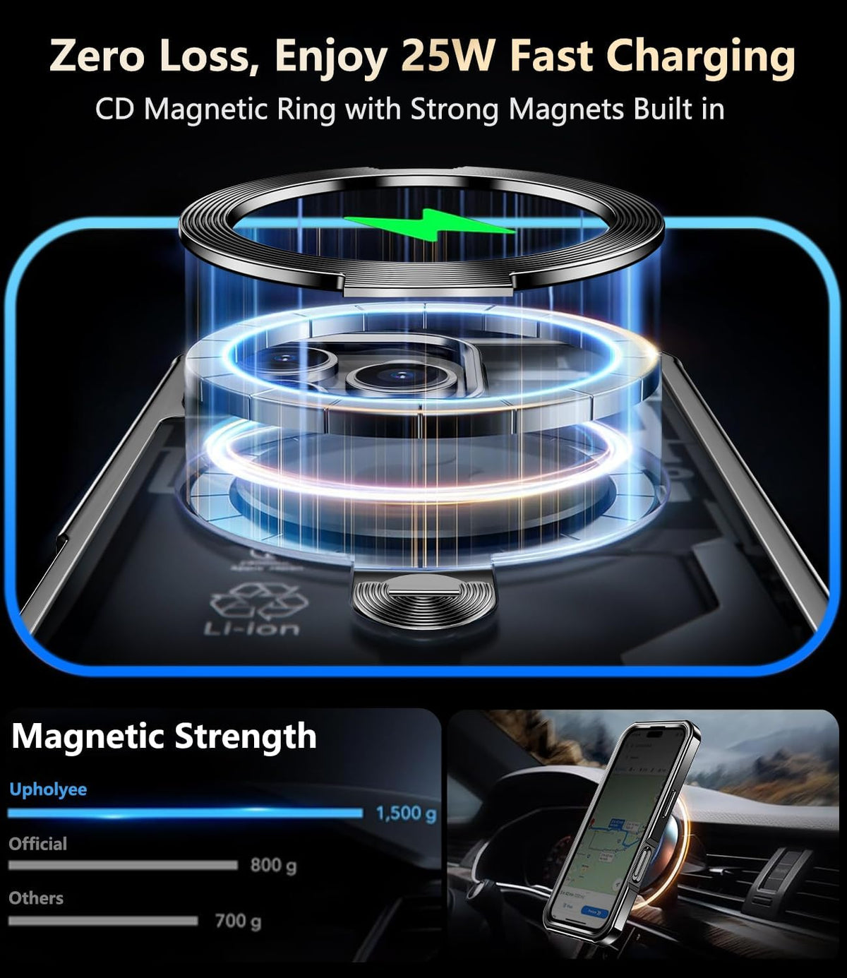 [360° Rotatable CD Stand & Built-in Privacy Screen Magnetic Case for iPhone 16 Pro [Compatible with MagSafe & Full Signal] Mil-Grade Shockproof Full Body Anti-Spy Cover for 16 Pro-Black