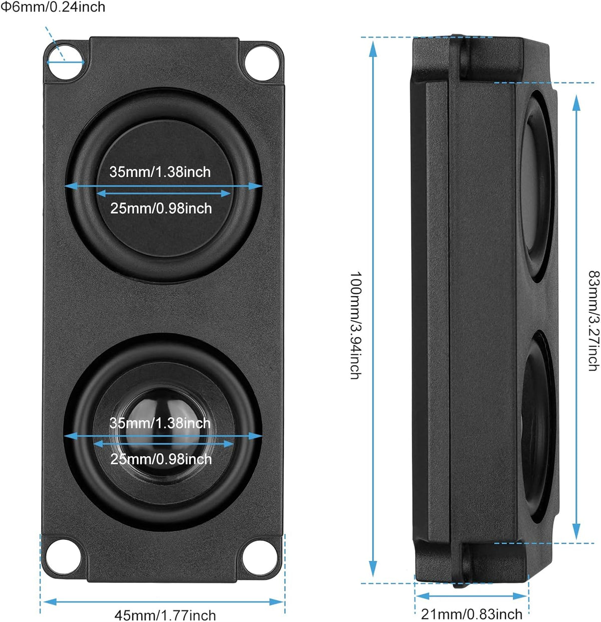 MakerHawk 2pcs Arduino Speaker, 5 Watt 8 Ohm Double Cavity Mini Speaker for Advertising Machine