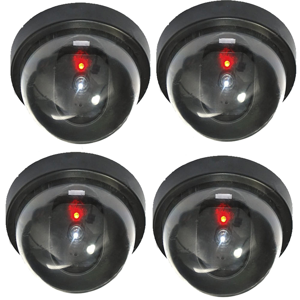 hosecurity (4 Pack Dummy Security Camera, Fake Security Dome Camera with Realistic Look, One Flash Red LED Light for Indoor and Outdoor Use