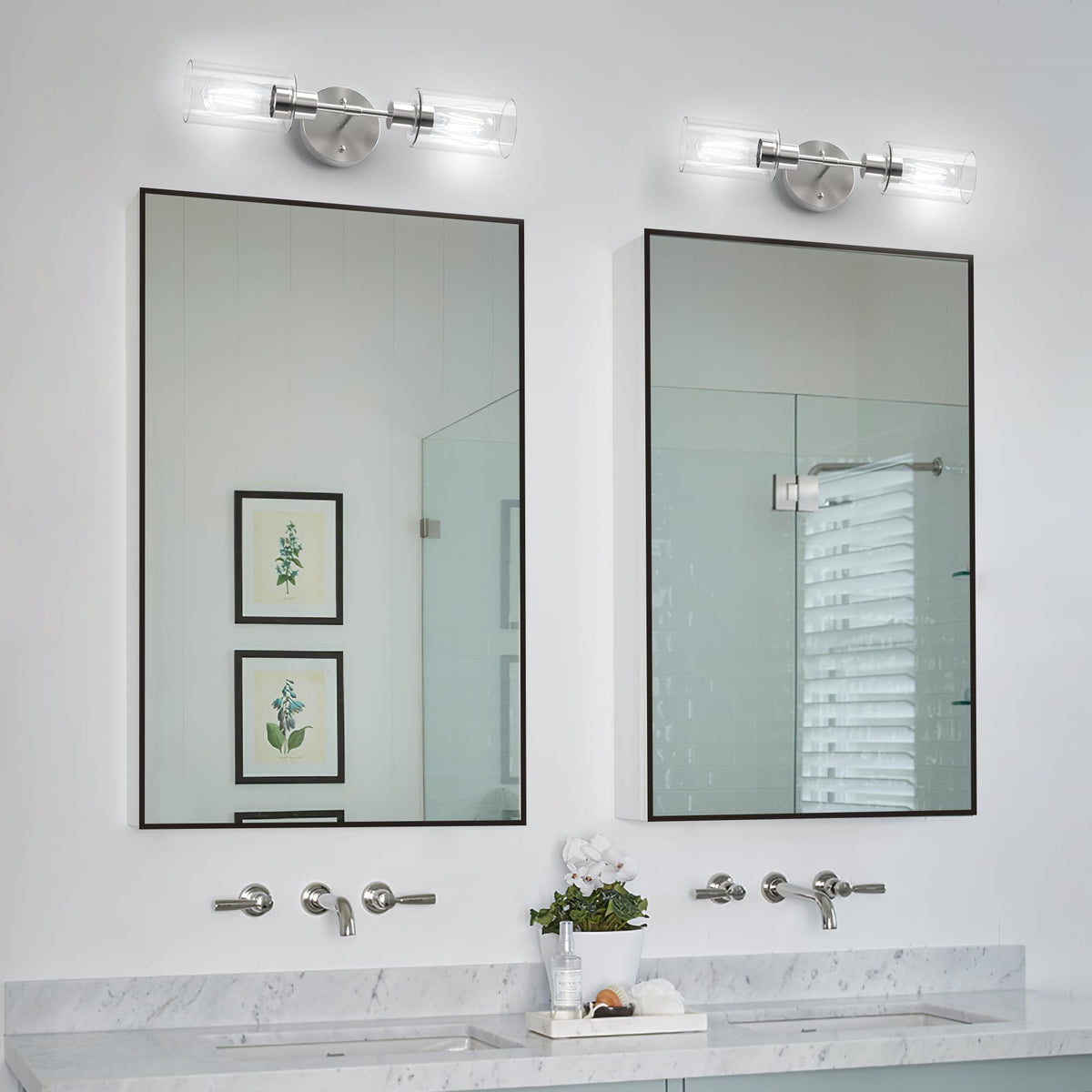 Espird Bathroom Light Fixtures 2 Light Brushed Nickle, Bathroom Vanity Lights Over Mirror, Bathroom Sconces Wall Lighting?Farmhouse Vanity Light