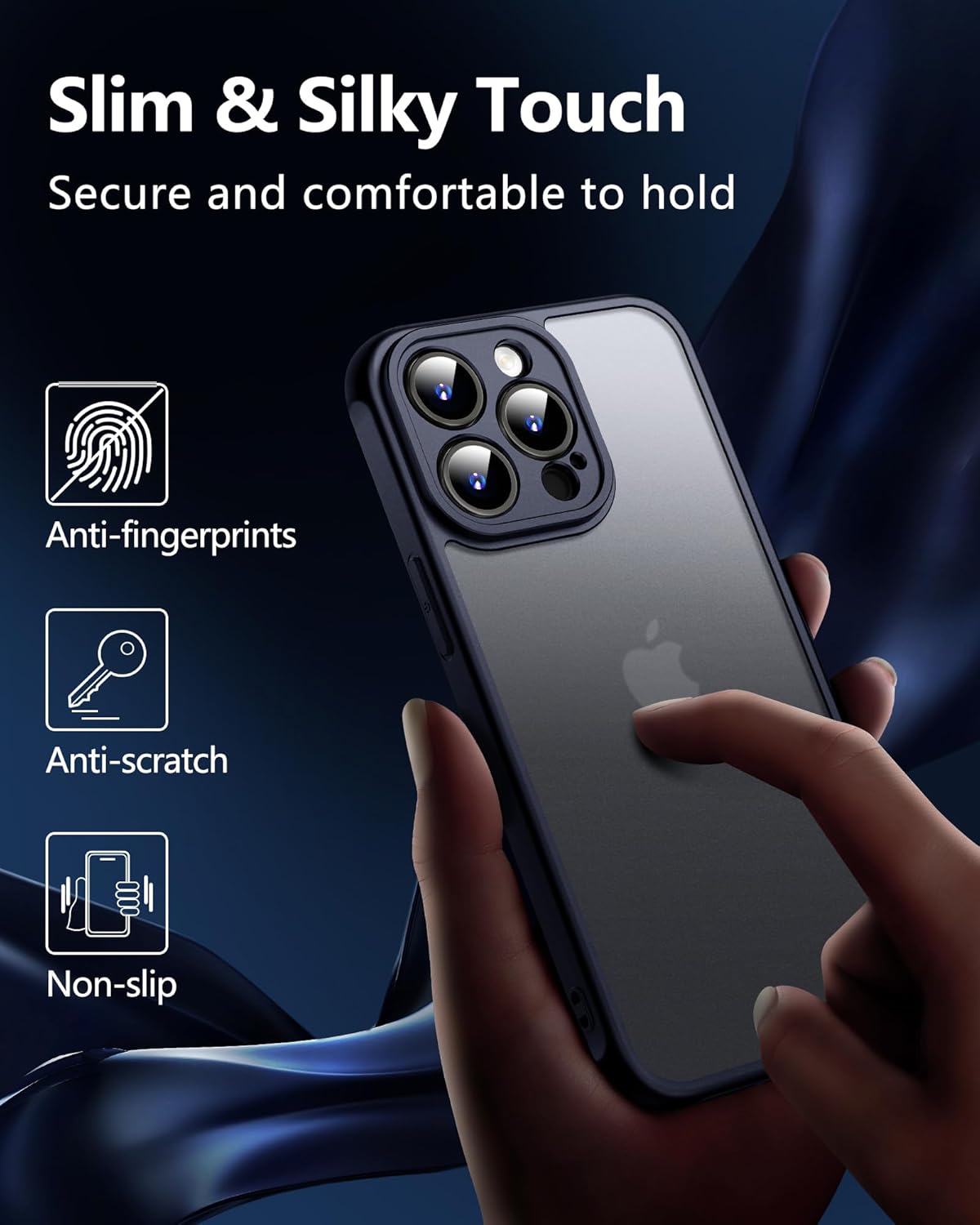 iPhone 14 Pro Case, Black Full-Body Matte Protective Case with Screen Protector and Camera Protection