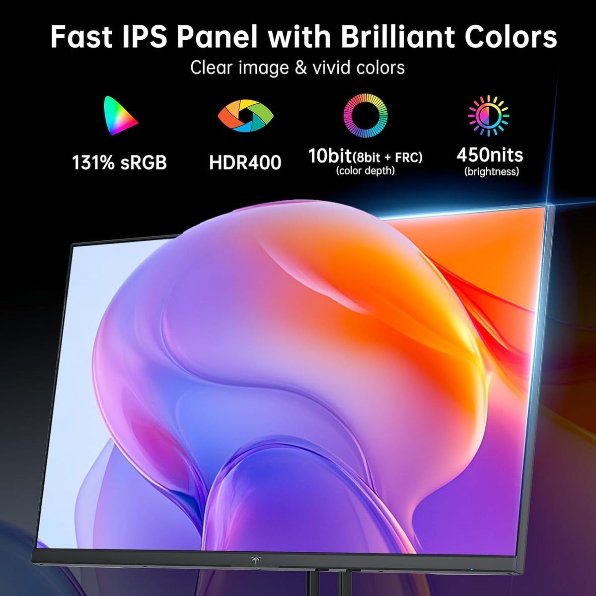 KTC 27 Inch Gaming Monitor - 2K QHD 2560 x 1440 Monitor, Up to 210Hz & 1ms, Bulit-in Speakers, Adaptive Sync, HDR400, 131% sRGB, IPS Monitors Gamer with HDMI 2.0 x 2 & DP1.4 x 2, H27T22C-3