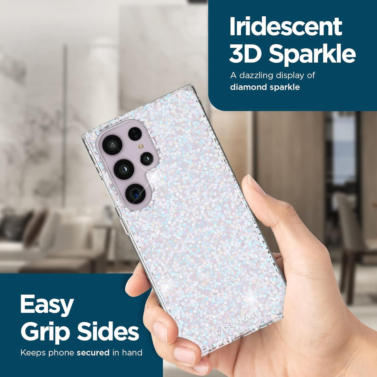 Case-Mate Twinkle Diamond Phone Case for Samsung Galaxy S23 Ultra [6.8"] with [12ft Drop Protection] & [Wireless