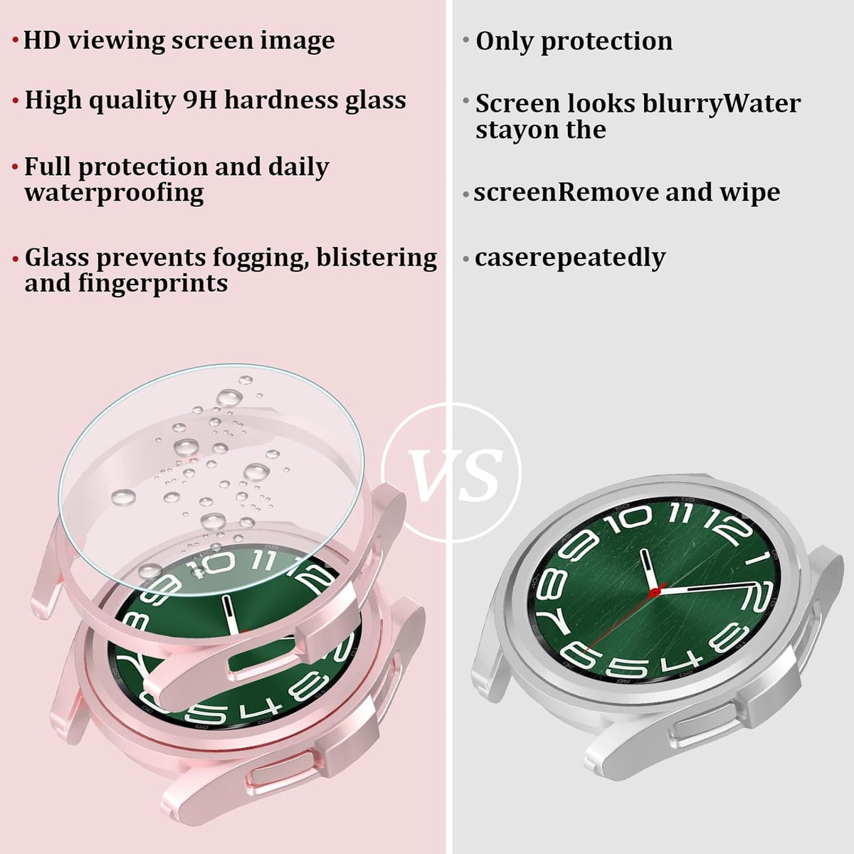 [6+6Pack] Samsung Galaxy Watch 6 Classic Screen Protector Case 43mm - Anti-Fog Tempered Glass Waterproof Bumper Cover