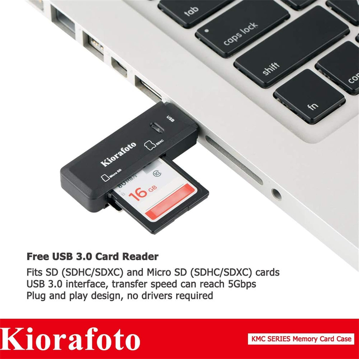 Memory Card Reader + 10 SD + 16 TF + 4 SIM, Magnetic Closure Memory Card Case Holder Organizer