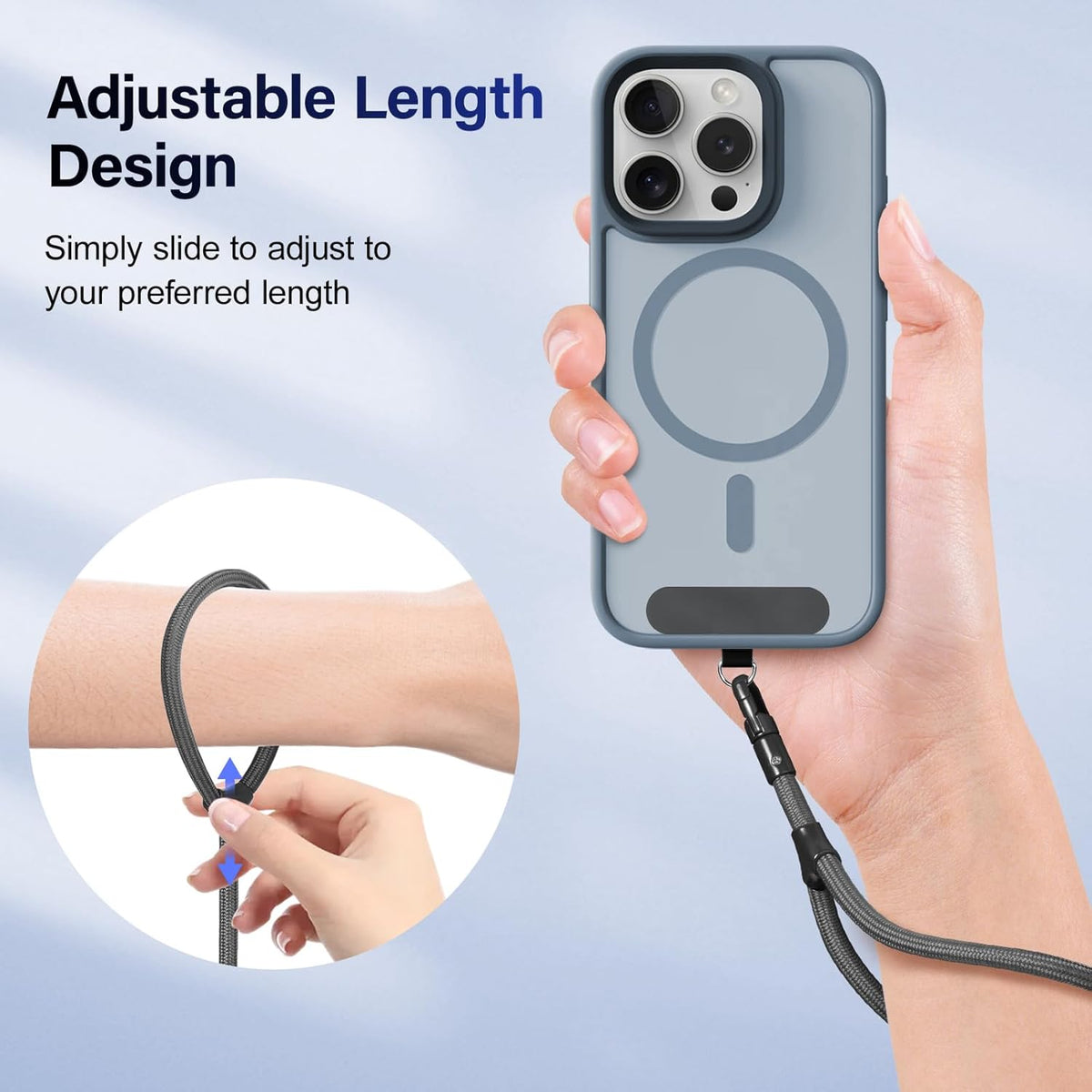 Phone Wrist Strap, Universal Adjustable Hand Wrist Strap Lanyard for iPhone 16 and Most Smartphones, Multifunctional Patch Lanyard with Phone Tether Tab for Women and Men, Space Gray