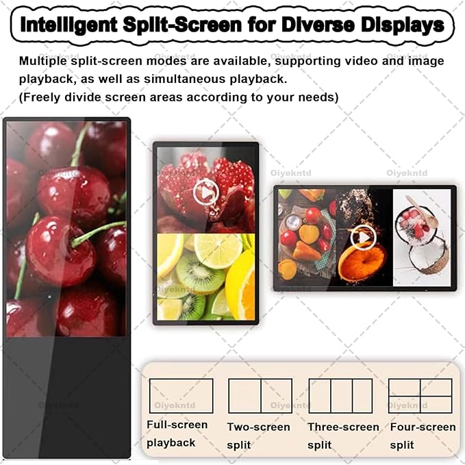 Commercial Digital Signage Display Advertising Media Player Portrait and Landscape Digital Signage Player Smart Split Screen for Restaurants Cafes Salons &amp Shops 27in