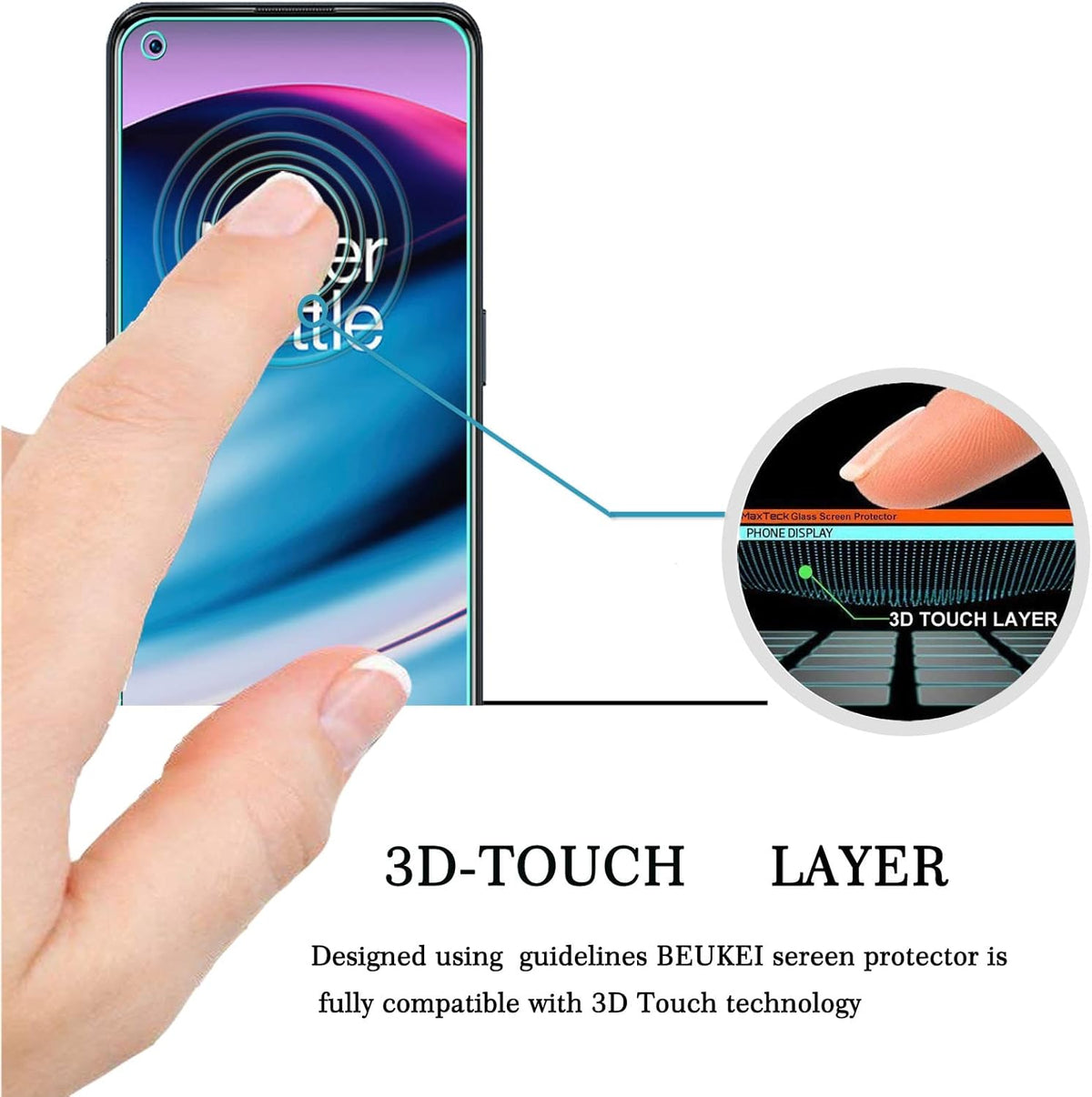 beukei (3 Pack) Screen Protector for OnePlus Nord N20 5G, Touch Sensitive, Case Friendly, 9H Hardness