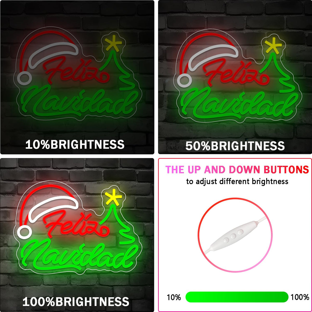 Feliz Navidad Neon Sign Dimmable Merry Christmas Neon Sign for Wall Decor Christmas Tree Neon Light Mexican christmas Light Up Sign for Bedroom Living