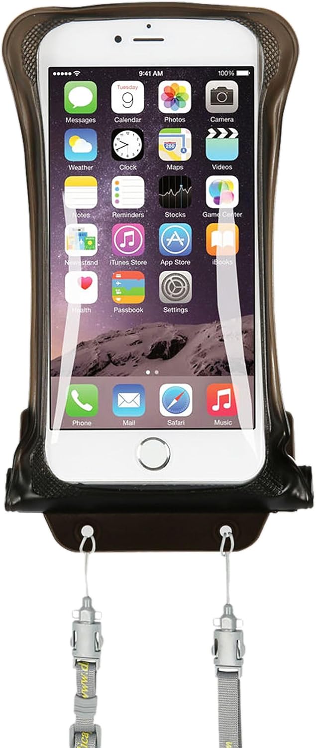 AquaVault 100% Waterproof Floating Smart Phone Case & Money Pouch - Fits All Phones - Made from Premium Heavy Duty PVC for Added Drop Protection - Includes Adjustable Neck Strap. Black