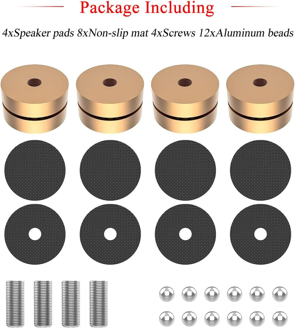 Audiocrast HiFi Speaker Spikes Stand Feet Shock Absorber Feet Pads Isolation Feet 40mm×23mm Aluminum with Balls for Audio Speaker Subwoofer CD DVD Amplifier Turntable DAC