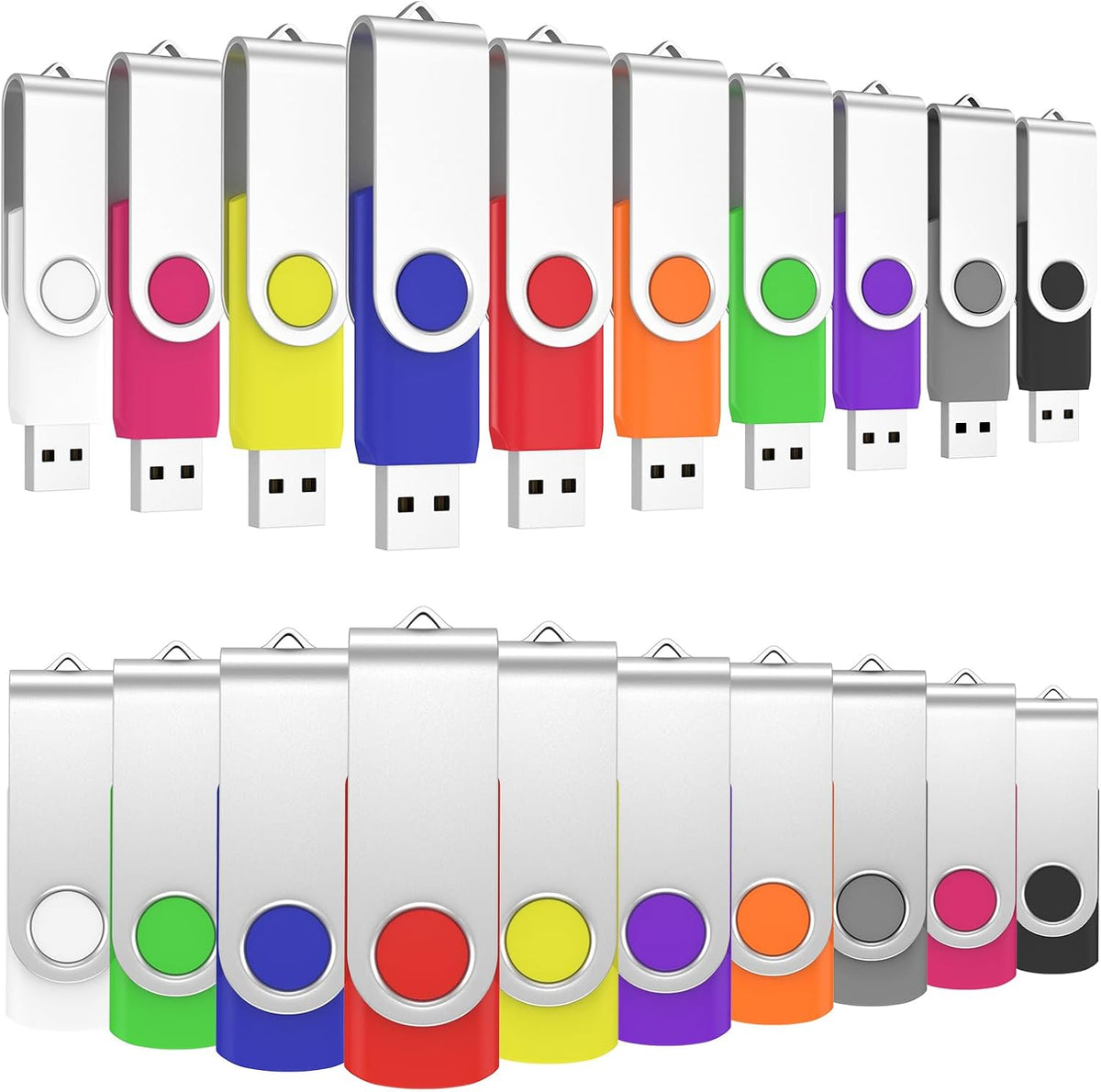 ABLAZE 2GB Flash Drives 500 Pack, USB 2.0 Thumb Drives Bulk Swivel Memory Stick Bulk USB 500 Pack Pendrives 2GB (Mixcolors)