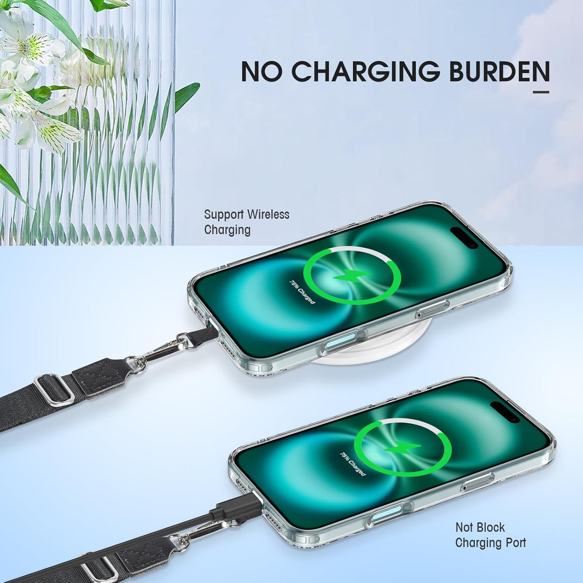 Phone Lanyard 2 Pack, Adjustable Cell Phone Multifuctional Patch Lanyards,Compatible with Most Smartphones and Wallets Keys ID Badges Travel Essentials(Black+Gray) (Lanyard Letter Sign D)