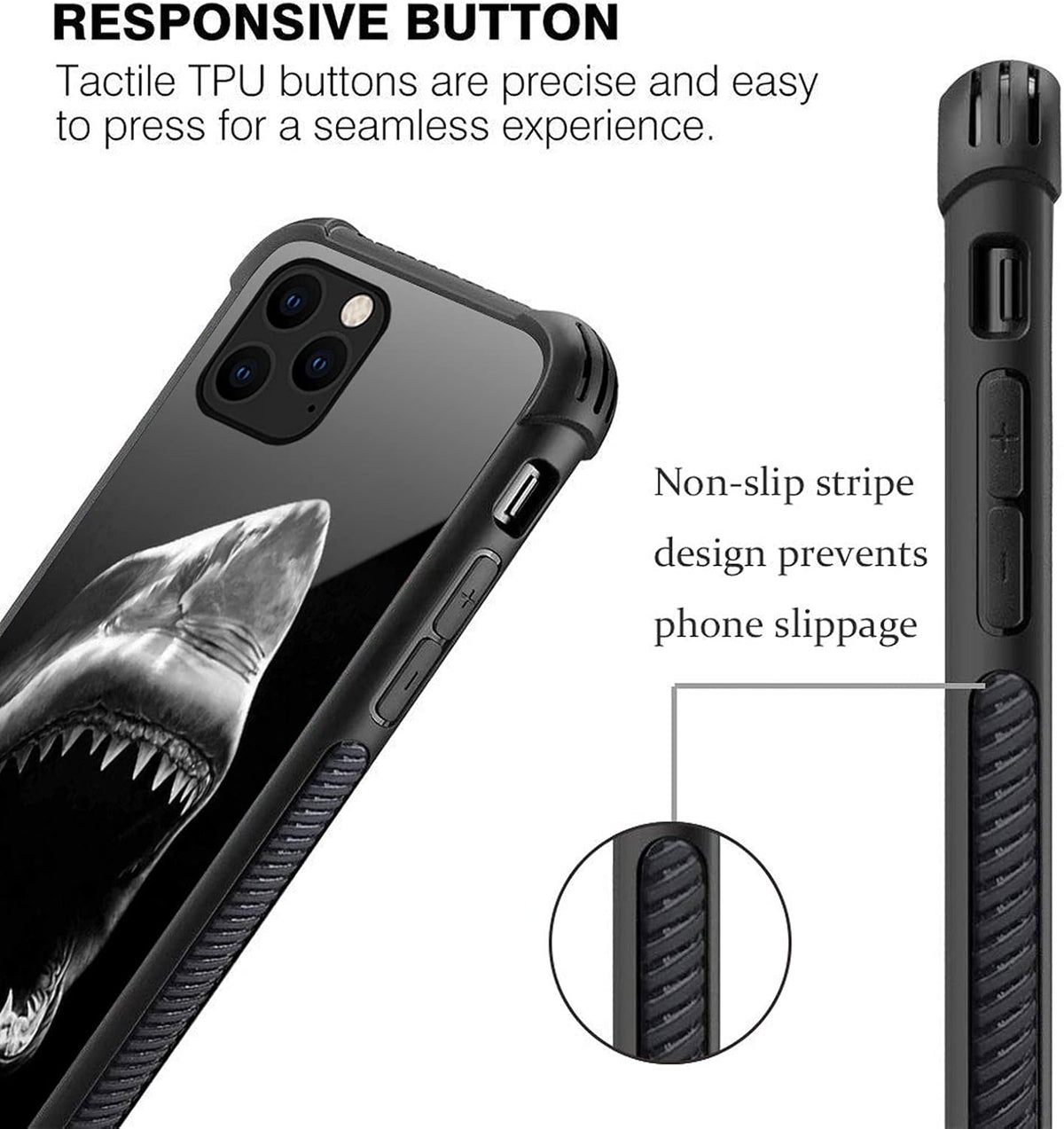 Compatible with iPhone 11 Pro Max Case - Ocean Shark Mouth Graphic Design, Shockproof Anti-Scratch Hard PC Back Case