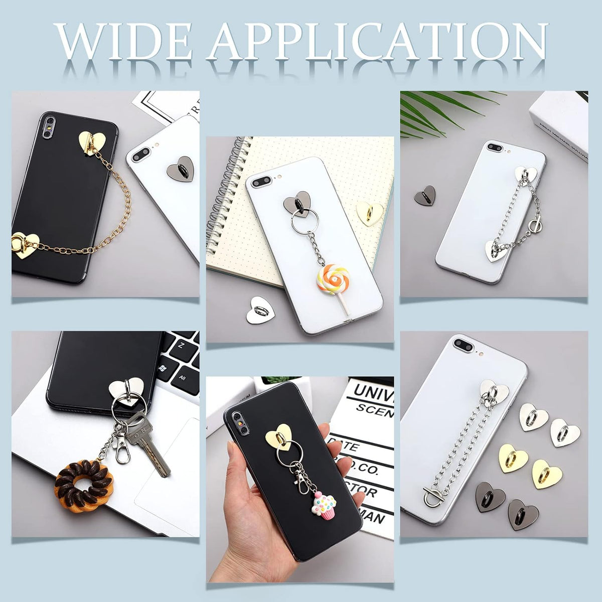 12 Pcs Cell Phone Charm Hook Rings, Adhesive Finger Grip Loop Stand for Cell Phone Tablet DIY Accessories
