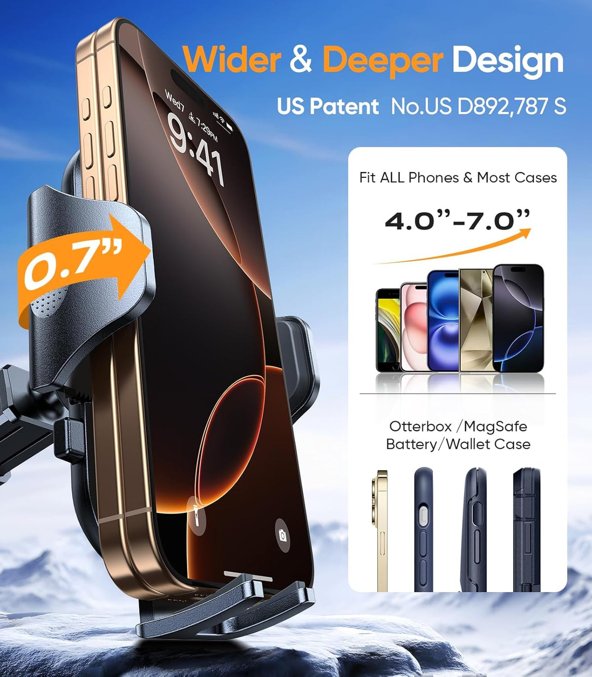 VICSEED Blue Phone Holders for Your Car [Upgraded True Military-Grade Strongest Suction] Cell Phone Mount for Car Dashboard Windshield Vent Truck Boat Stand Adjustable for iPhone Android Smartphones