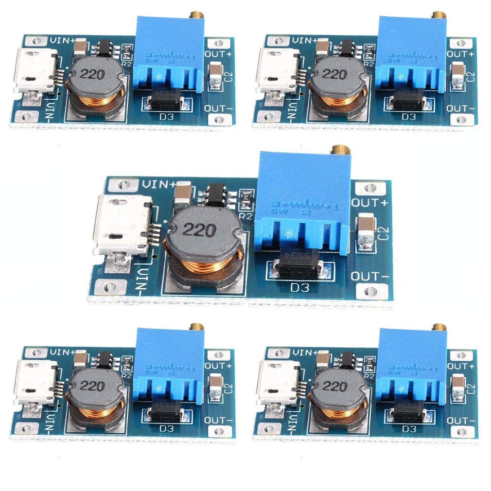 5pcs 28V 2A HiLetgo DC-DC Step Up Converter Booster Power Supply Module Boost Step-up Board MAX Output