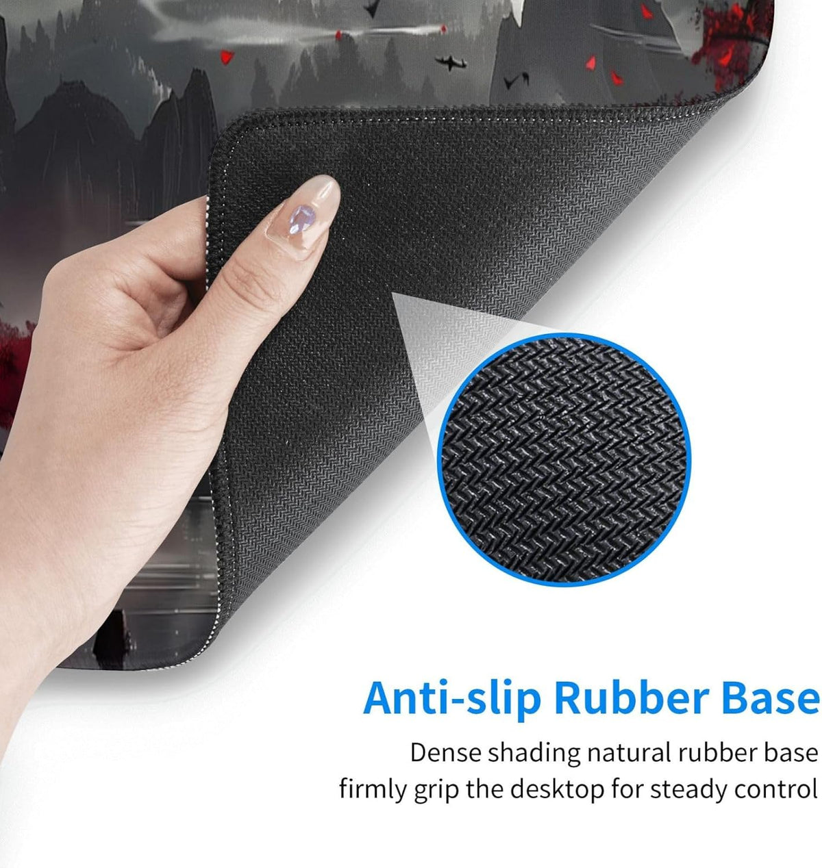Extended Gaming Mouse Pad, Large Desk Mat XL Anime Mouse Pad Waterproof with Stitched Edges, Non-Slip Desktop Pad for Home and Office, Level Up Your 31.5x11.8 Inch (Night Lake)