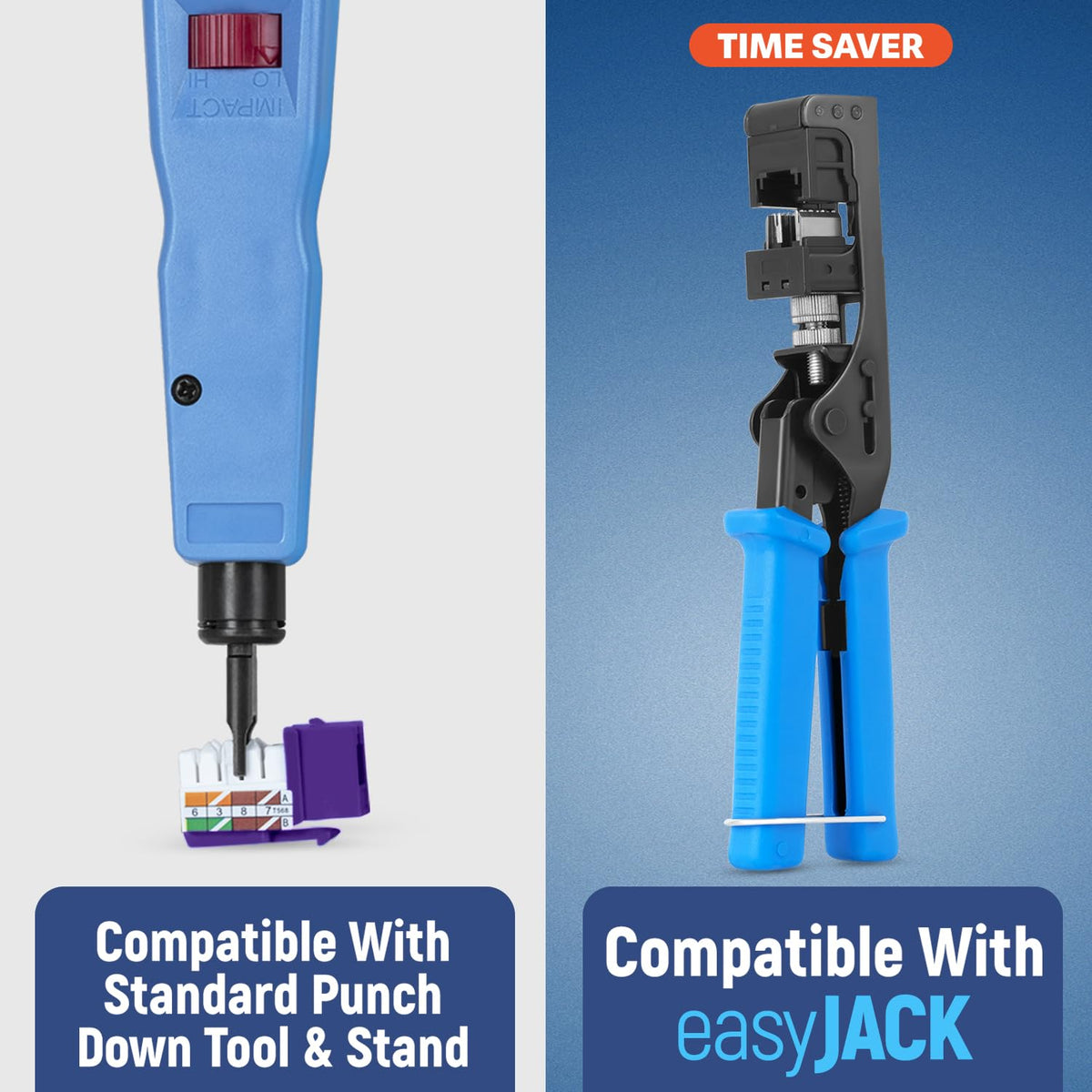 Everest 90° Angled RJ45 Cat5e Keystone Jacks 10-Pack in Purple - Slim Profile Female RJ45 Connectors - Cat 5e Keystone Jack - Compatible with 90° Angled Speed Termination Tool - easyJACK (B094WB91H3)