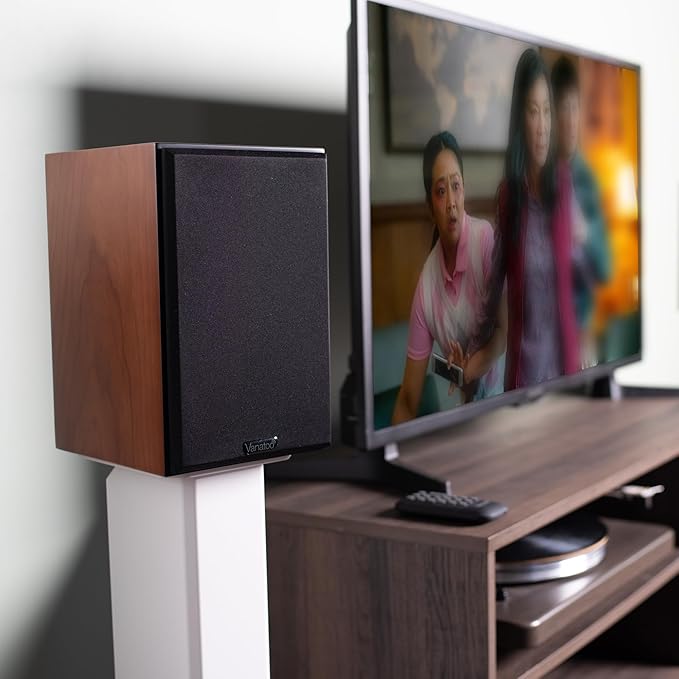 Vanatoo Cherry Transparent One Encore Plus Near Field Studio Monitor Speakers Pair for TV PC Gaming. Powered Speakers for Desktop and Room. AUX USB Bluetooth Toslink Optical Coax Remote.