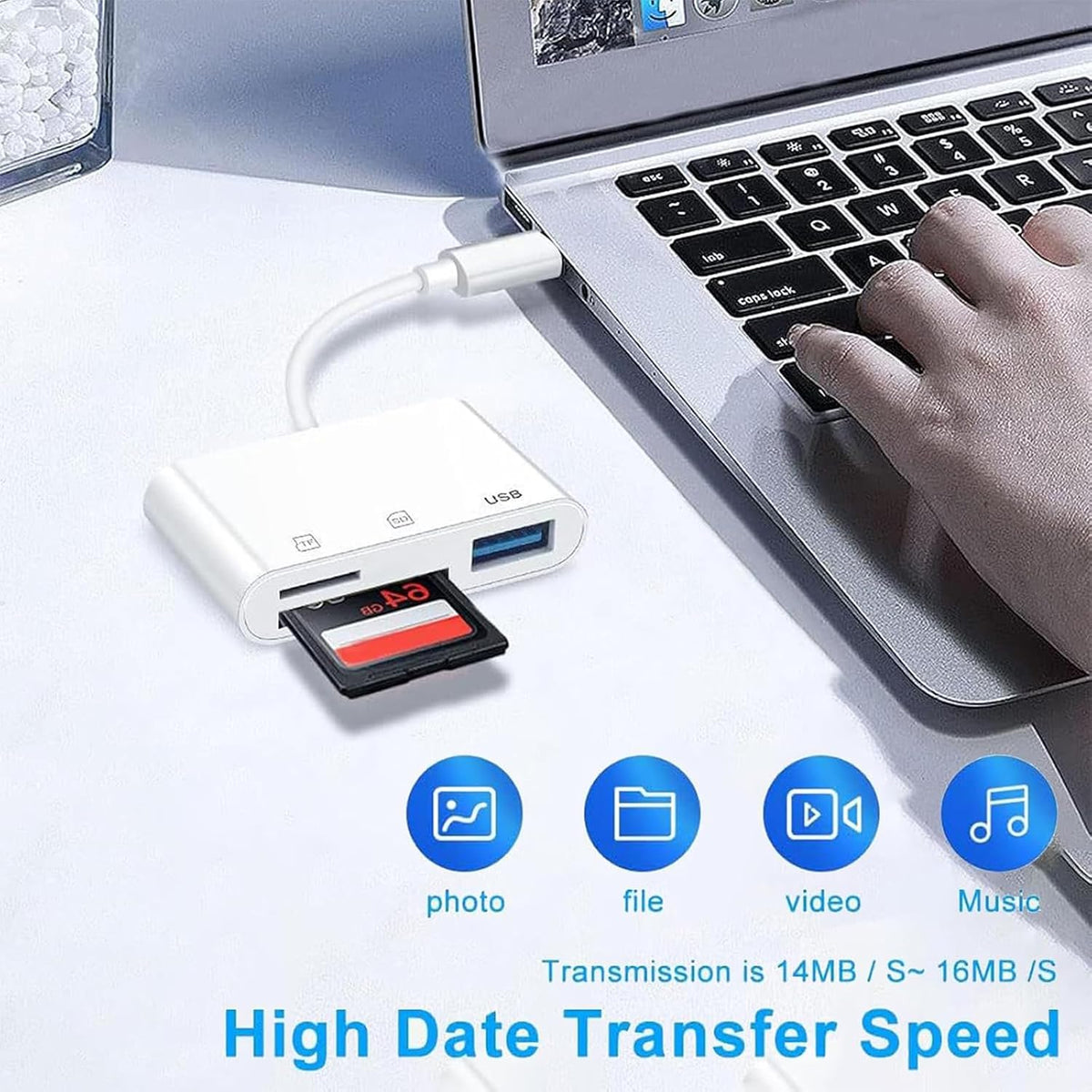 17 16 15, 3 1 SD Card Reader for iPhone MBODMI in SD/Micro SD Memory Card for iPhone/Mac, Digital Camera Adapter