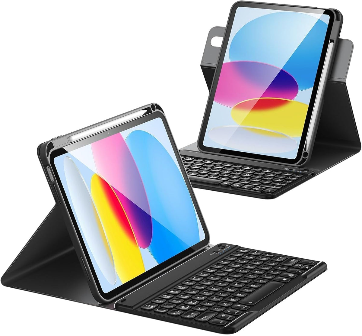 for iPad 11th 10th Generation Case with Keyboard, Magnetic 720° Rotatable Cover Detachable Wireless Bluetooth Backlit Keyboard with Pencil Holder for iPad 11 inch A16 2025 & 10.9 inch 2022 -Black