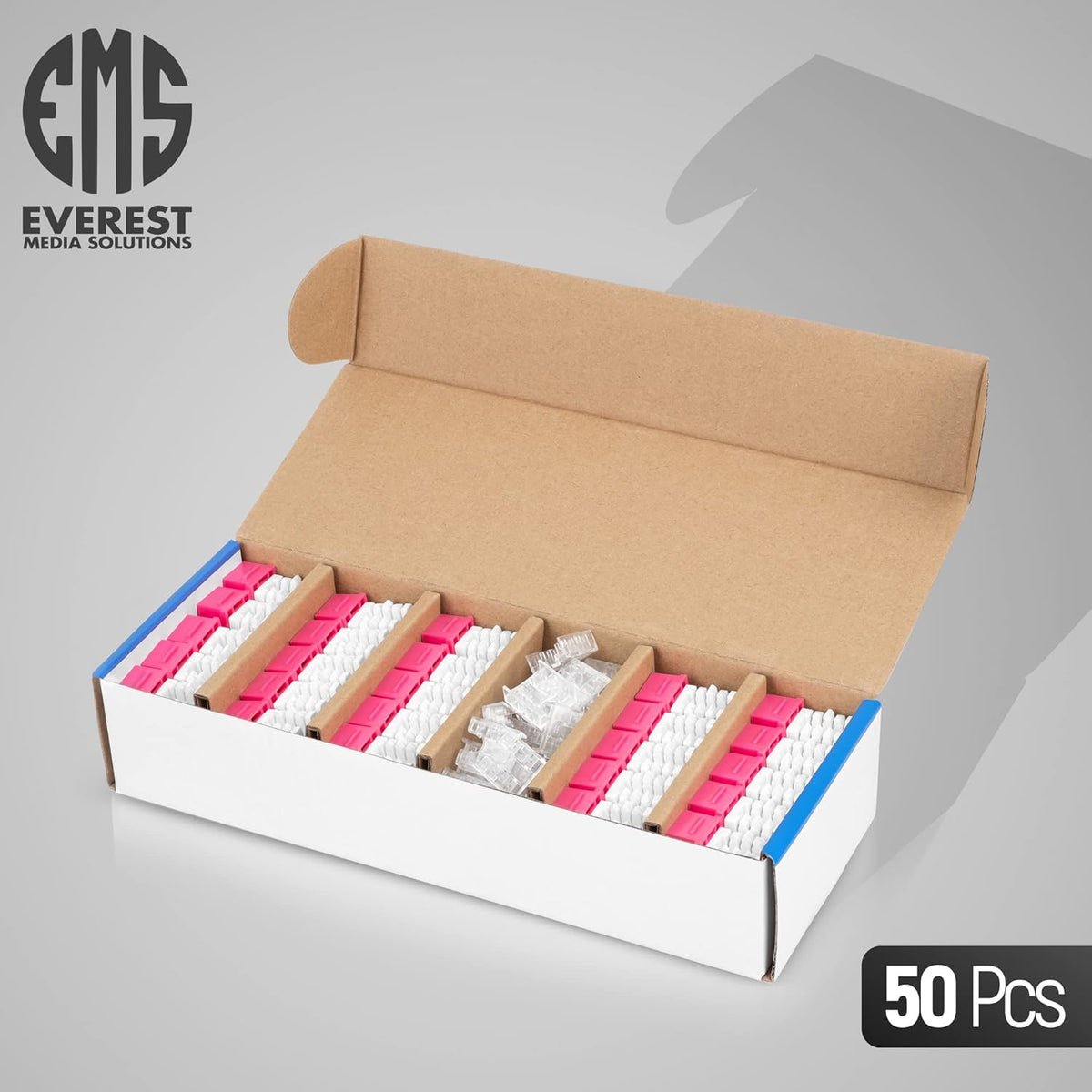 Everest 90° Angled RJ45 Cat6 Keystone Jacks 50-Pack in Pink - Slim Profile Female RJ45 Connectors - Cat 6 Keystone Jack - Compatible with 90° Angled Speed Termination Tool - easyJACK (B094WB91H3)