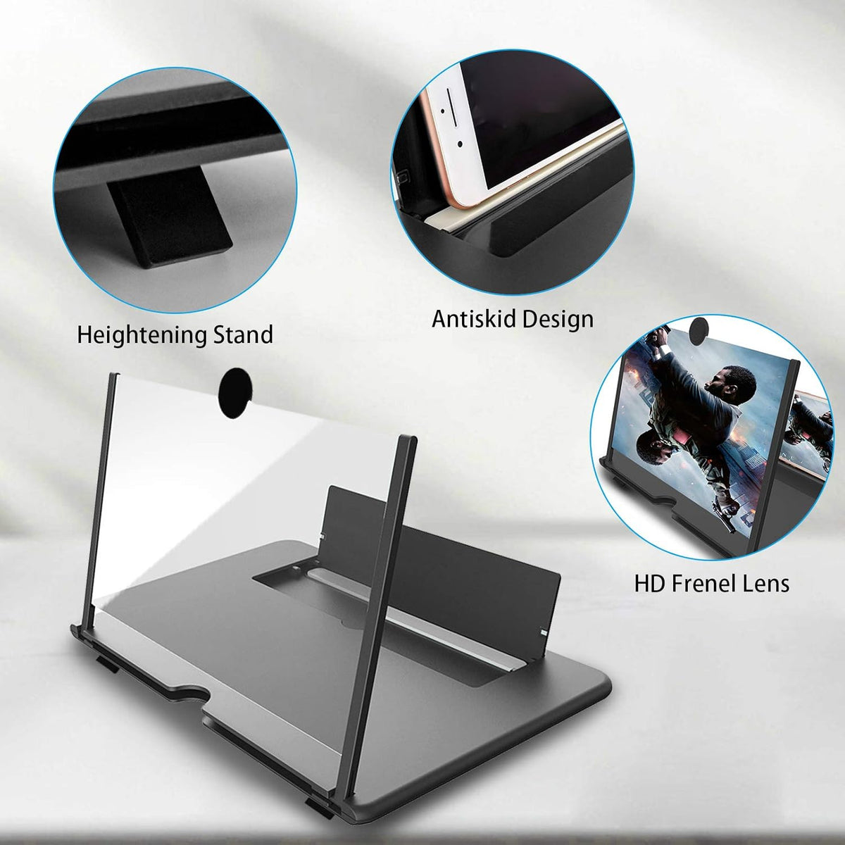 14 inch Screen Magnifier for Cell Phone, 3D Enlarger for Movies, Videos, Reading, Gaming, Compatible with Smartphones