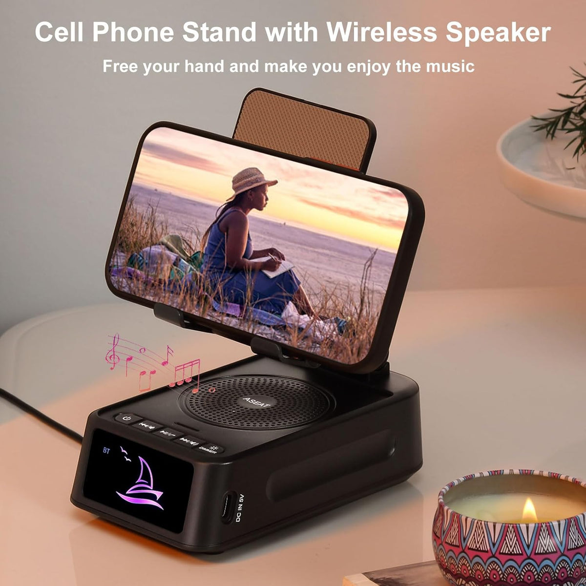 Gifts for Men Women, Cell Phone Stand with Bluetooth Speaker Led Light, Unique Gifts for Dad Him Husband Boyfriend, Cool Gadget Compatible with iPhone/Android, Ideal Gifts for Christmas