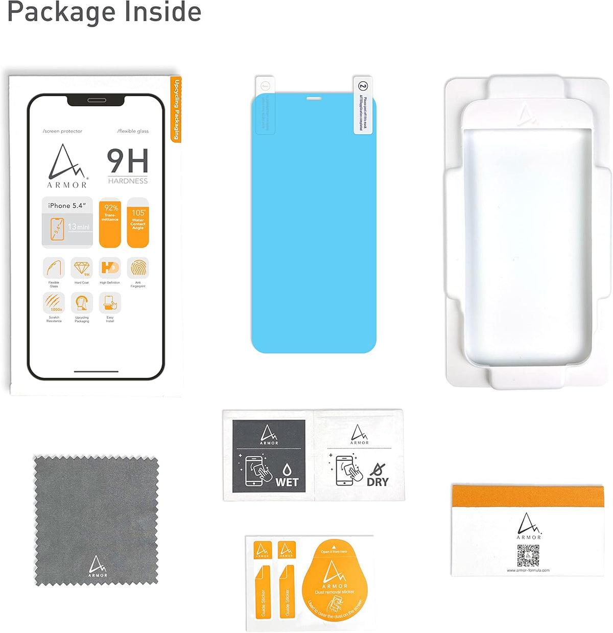 ARMOR Flexible Glass Screen Protector for iPhone 13 Mini, 9H HD Protection