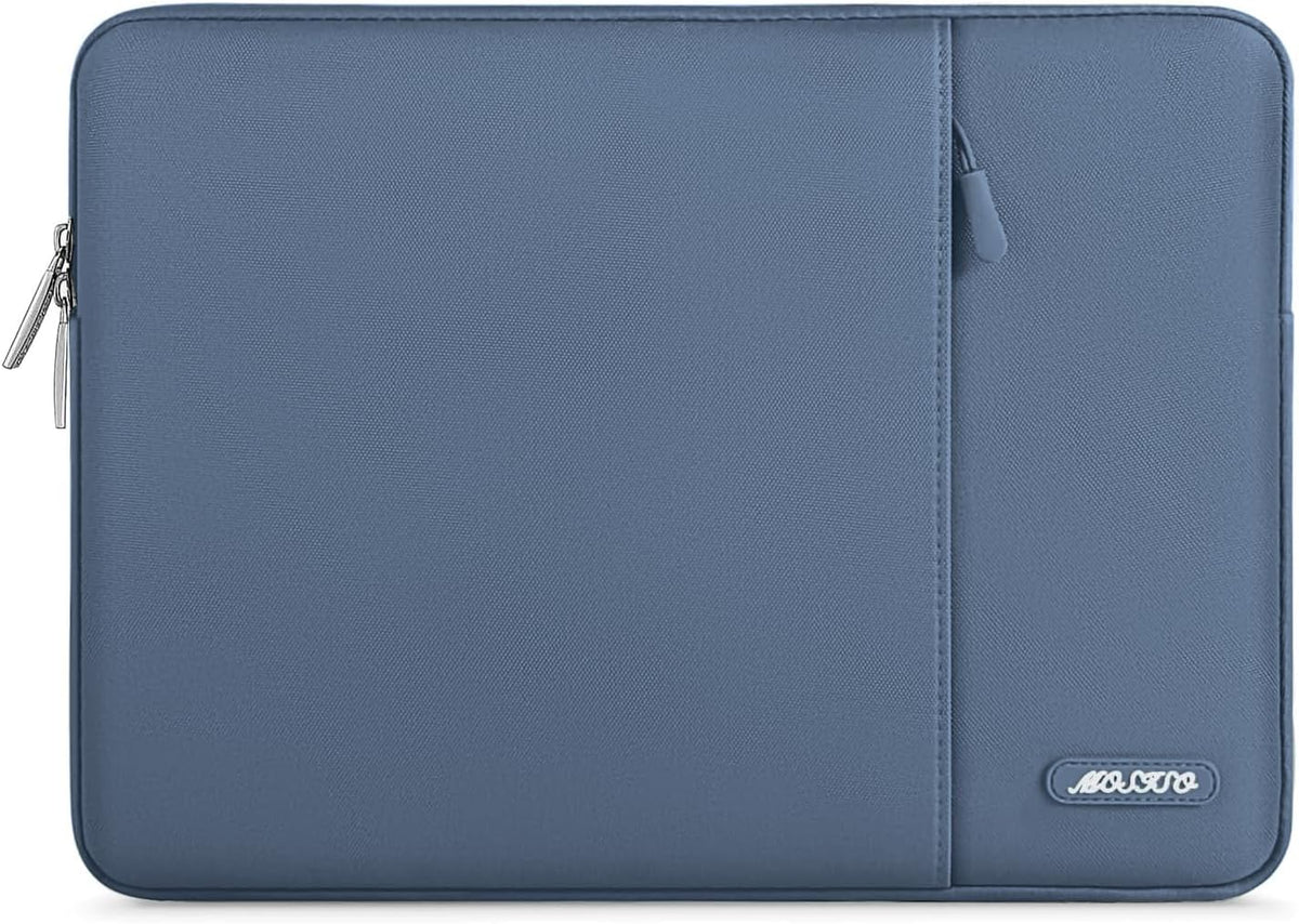 MOSISO Laptop Case 13.3 inch, 13-13.3 inch Laptop Sleeve Compatible with MacBook Air/Pro 13 / Pro 14, HP Dell ASUS Lenovo Notebook, Polyester Vertical Computer Sleeve Bag with Pocket, Steel Blue