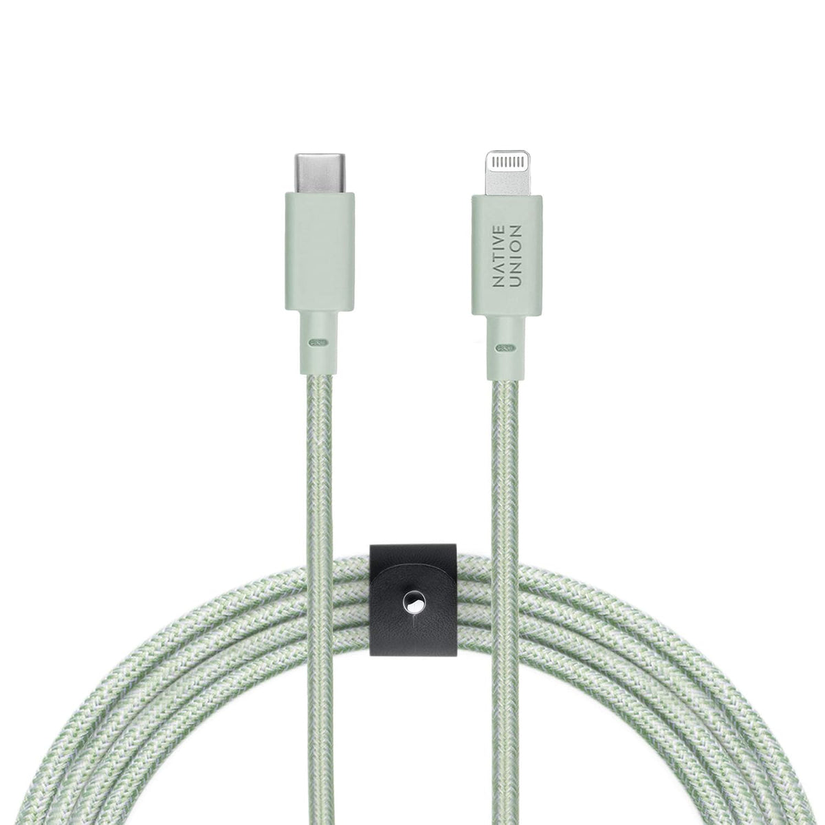 Native Union Belt Cable USB-C to Lightning, 10ft Ultra-Strong Reinforced Cable for iPhone 14 and Earlier (Sage)
