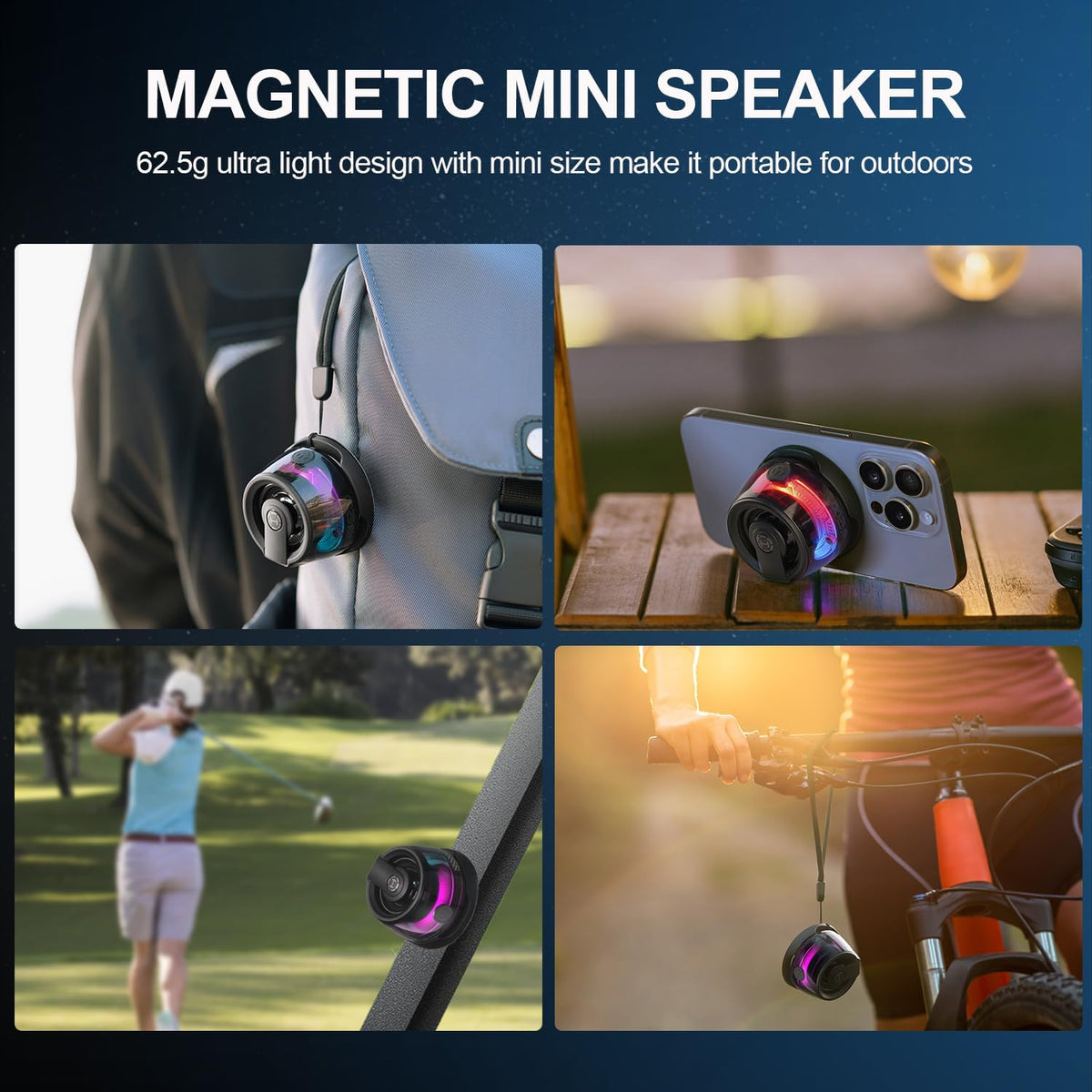 Edifier G200 Magnetic Bluetooth Speaker, 5W Mini Wireless Speakers with Bluetooth 5.3, RGB Light, Game Mode, 7H