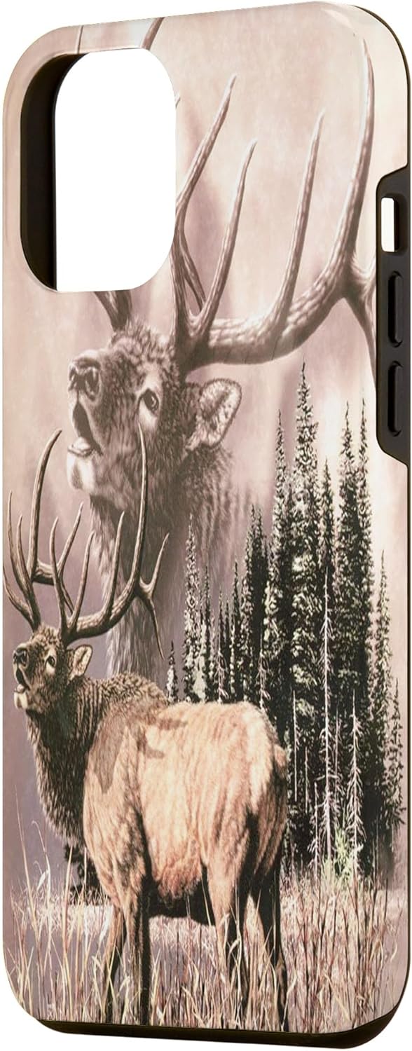 Camo Deer Elk Buck Case for iPhone 14 Pro Max - American Elk Hunter Dad Design