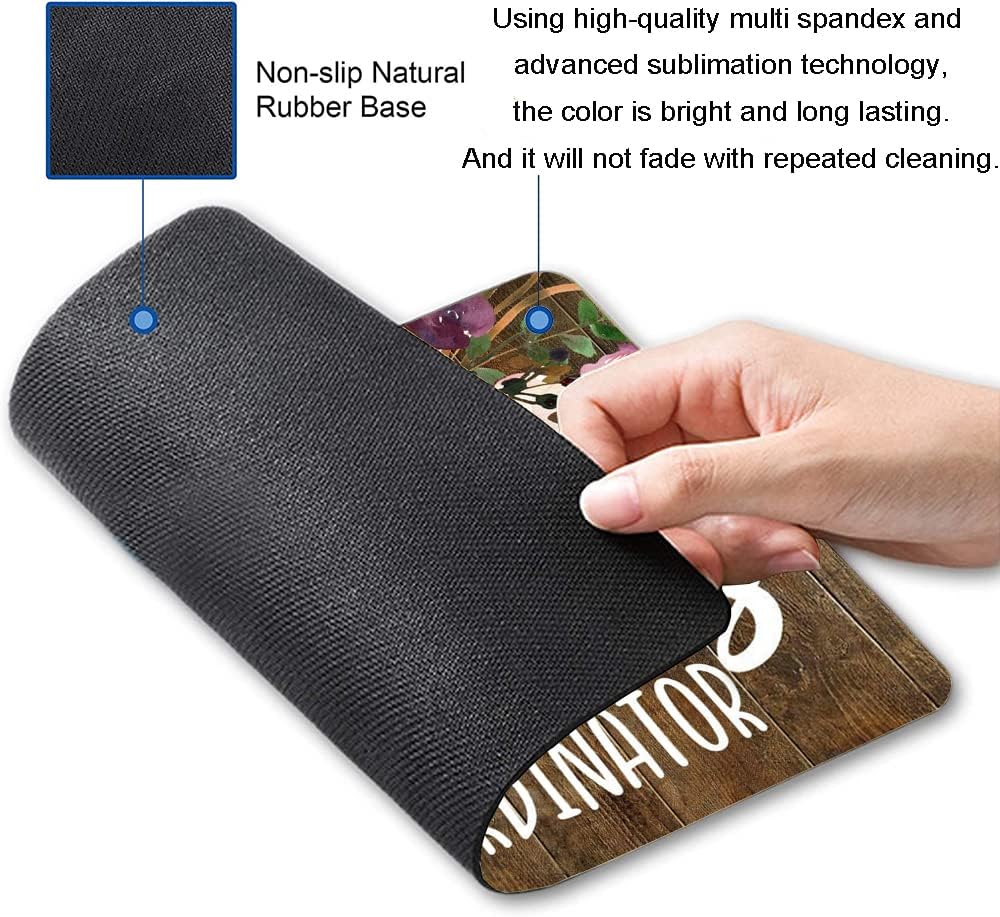 Mouse Pad, Chaos Coordinator Quotes Vintage Watercolor Floral Mouse Pad, Square Waterproof Mouse Pad Non-Slip Rubber Base MousePad