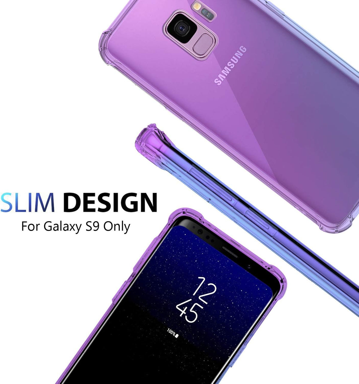 KIOMY Clear Case for Samsung Galaxy S9, Shockproof Bumper Protective Cover with Hybrid Design Hard PC Back + Flexible